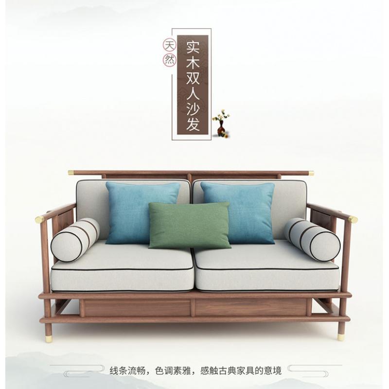 新中式沙发北美黑胡桃木沙发客厅酒店会所别墅沙发大小户型家具高清大图