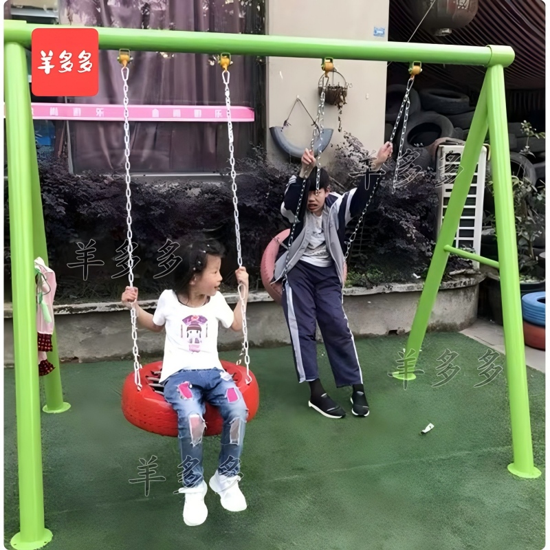 羊多多幼儿园户外秋千室外儿童轮胎成人大型荡秋千广场小区公园玩具高清大图