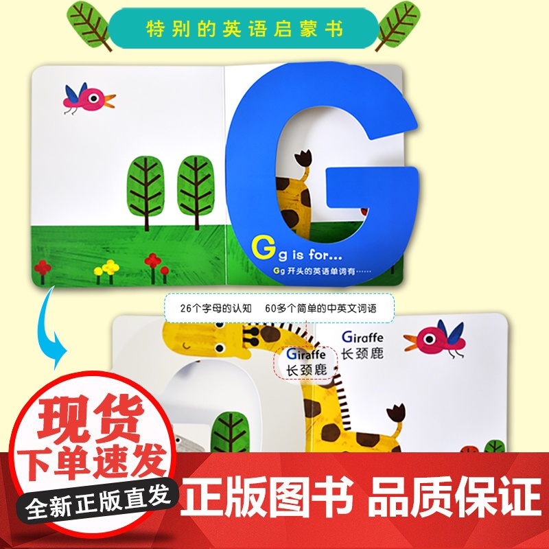 神奇字母书 幼儿有趣的创意学习 0-3-6岁宝宝书籍早教启蒙翻翻看 ABC绘本 儿童认知翻翻书 婴儿图书3D立体洞洞书高清大图