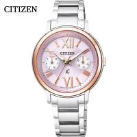 西铁城（CITIZEN）手表女士日韩品牌光动能不锈钢间粉金色时尚女表FD1094-53W
