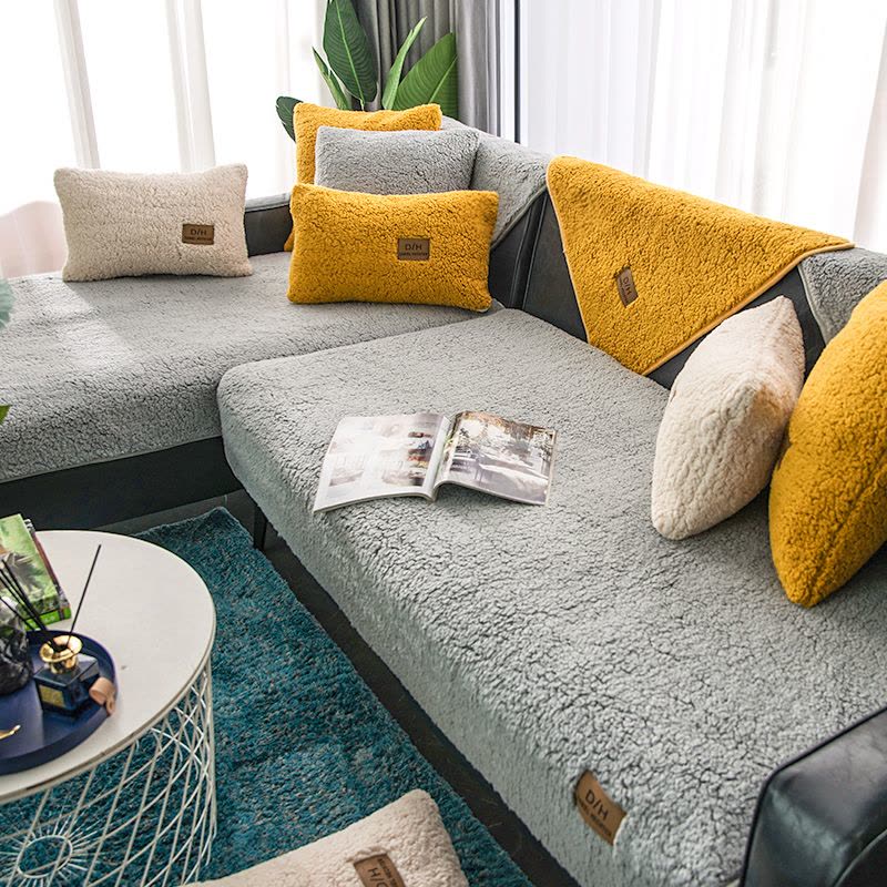 添福运 冬季羊羔绒沙发垫套装防滑沙发坐垫子123组合冬天雪尼尔沙发垫布艺简约北欧沙发套罩巾贵妃定制全包支持定制飘窗坐垫图片