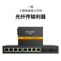 博扬 BY-DG208A/B 千兆二光八电单模单纤光纤收发器交换机 光电转换器 防雷SC接口 25公里外置电源