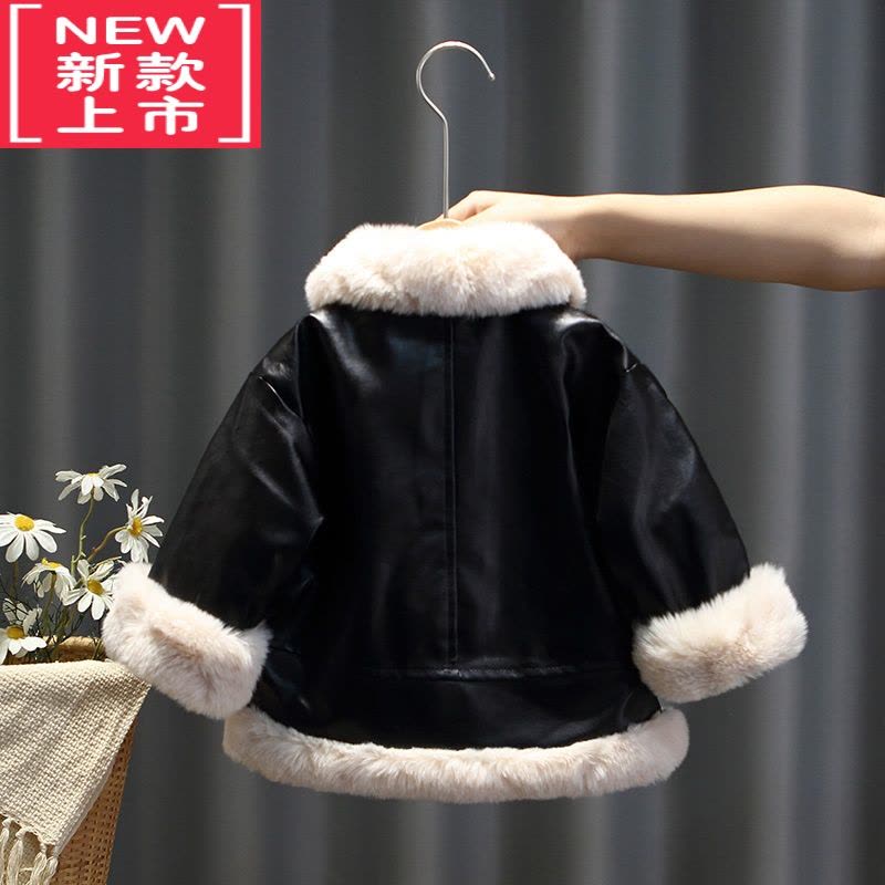 可莉允女童加绒皮衣外套2022秋冬季新款小女孩韩版洋气上衣宝宝时髦冬装棉服图片