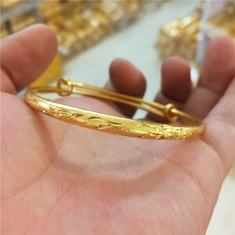 包邮韩版饰品流行首饰女款沙金时尚手链镯子金色磨砂推拉手镯送女朋友老婆生日礼物送女朋友七夕情人节礼物