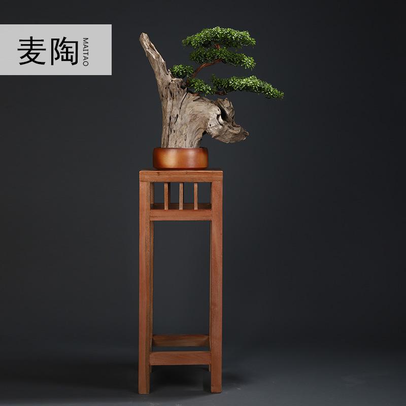 美帮汇根花架实木树根原木底座落地客厅木摆件根艺盆景架高清大图