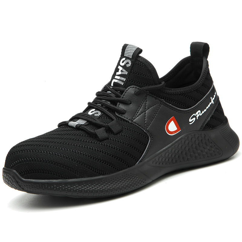 耐嘉(NAI JIA) 劳保鞋四季新款低帮飞织网舒适透气防砸防刺安全鞋绝缘鞋 1双 黑色 44码