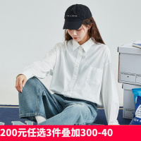 [2.5折价68元]唐狮春季新款长袖衬衫女春秋百搭衬衫外套男友风白衬衫宽松