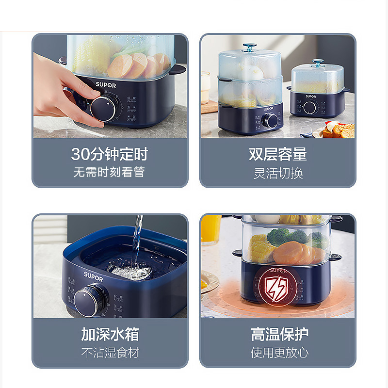 苏泊尔(SUPOR)煮蛋器 家用蒸蛋锅旋钮可定时煮蛋羹机双层蒸蛋器 迷你鸡蛋羹蒸锅煮蛋神器 Z15FK853