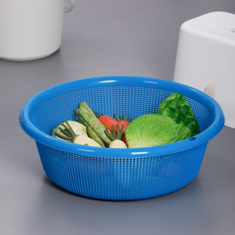 茶花 乐惠4号圆筛洗菜篮沥水篮φ41.5*14.4cm(蓝红白三色可选)/个高清大图