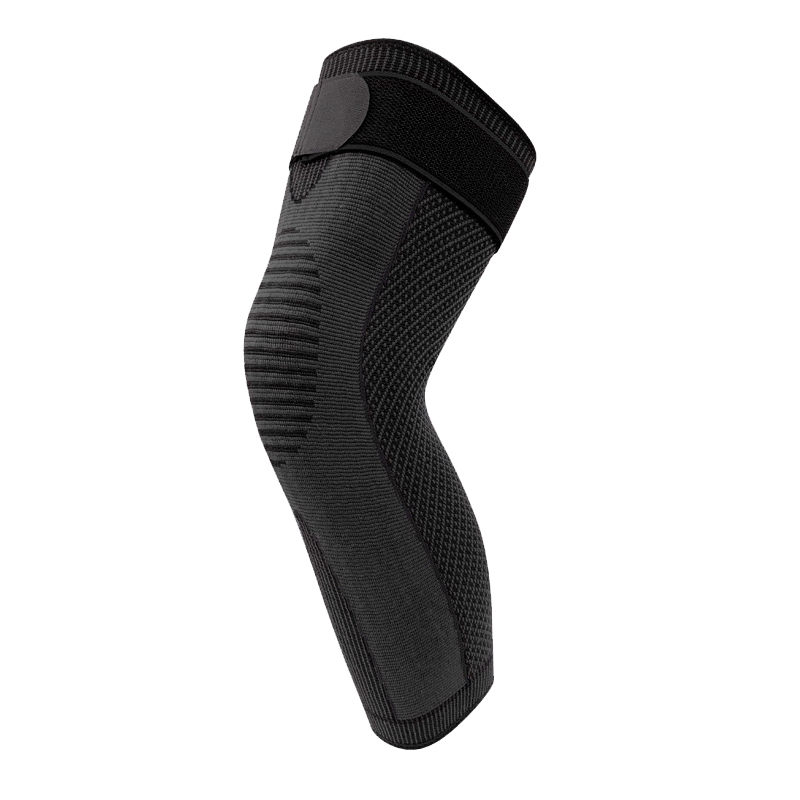 加长保暖护膝针织防滑毛绒绑带加压护膝腿套 一对