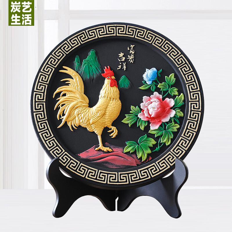 生肖鸡摆件家具酒柜装饰品炭工艺品客厅摆设鸡年吉祥物新年礼品日用创意家居 富贵吉祥218/无礼盒日用家居