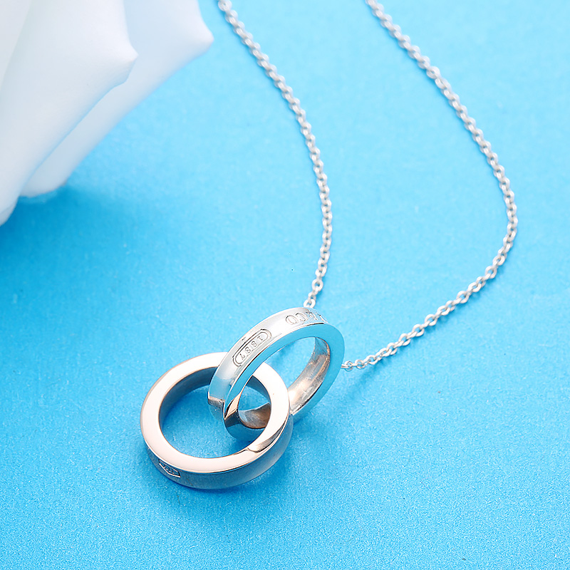 TIFFANY&CO.蒂芙尼1837双环扣吊坠项链S925银和Rubedo®金属 35672095高清大图