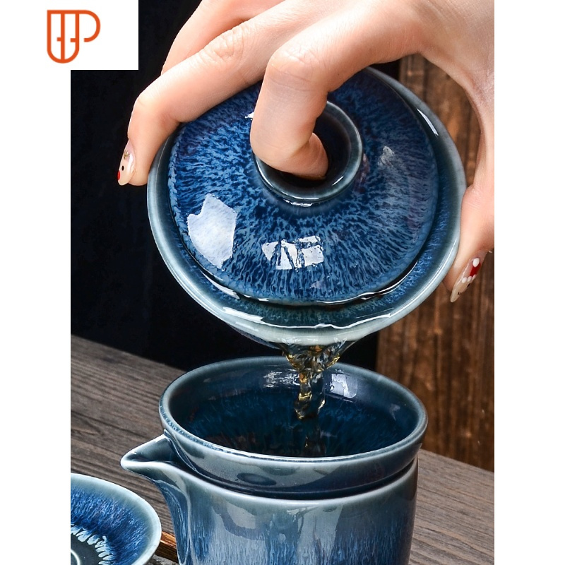 建盏盖碗茶杯单个茶碗带盖大号三才泡茶碗陶瓷手手抓壶