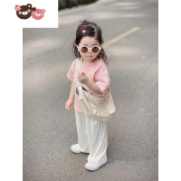 绿彩虹光西米kids 2022夏季女童撞色字母T恤宝宝衣服男童短袖洋气ins