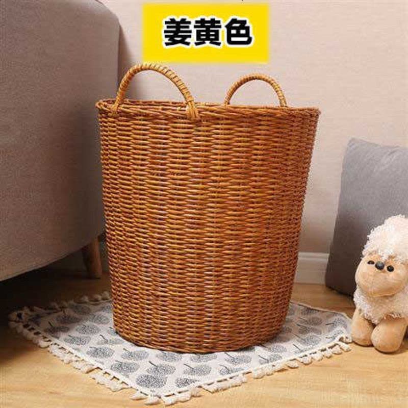塑料藤编脏衣桶毛巾收纳蓝筐脏衣篓脏衣篮洗衣篮储物收纳竹 高38CM新材料姜黄色图片