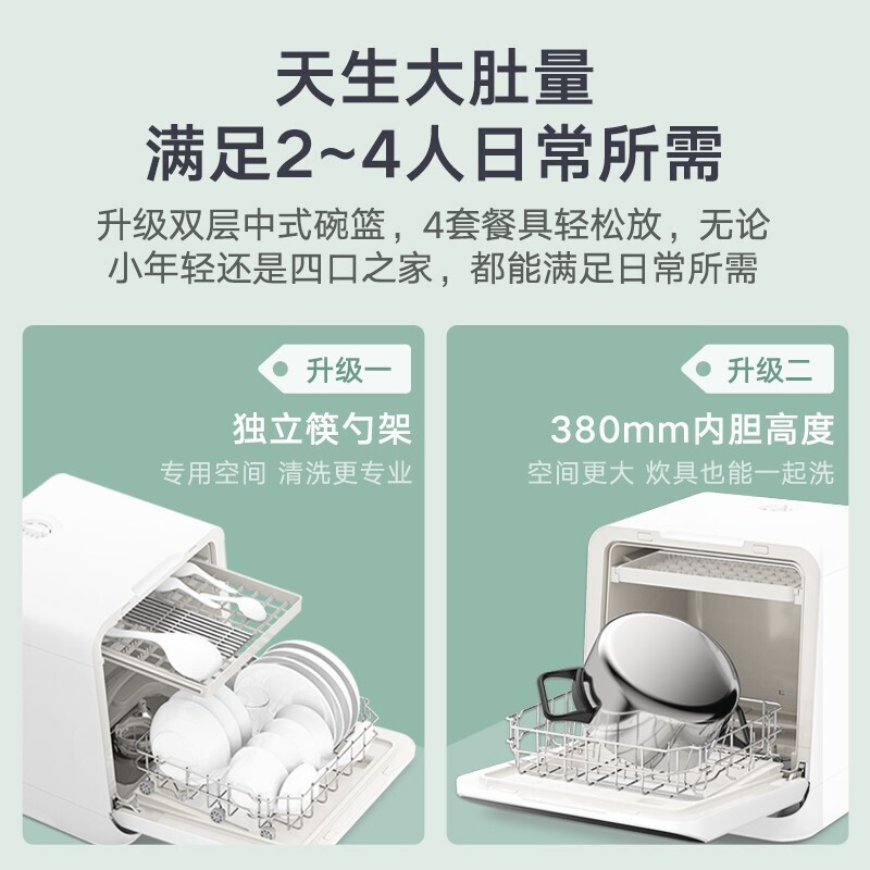 美的(Midea)洗碗机台式M10 Pro 新升级热风烘干高温除菌双层碗篮水果洗家用易安装高清大图