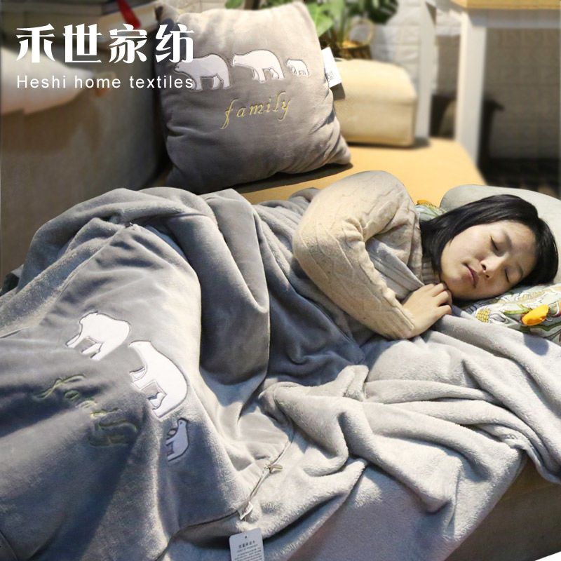 汽车抱枕被子两用办公室珊瑚绒午休空毯子卡通靠垫多功能枕头