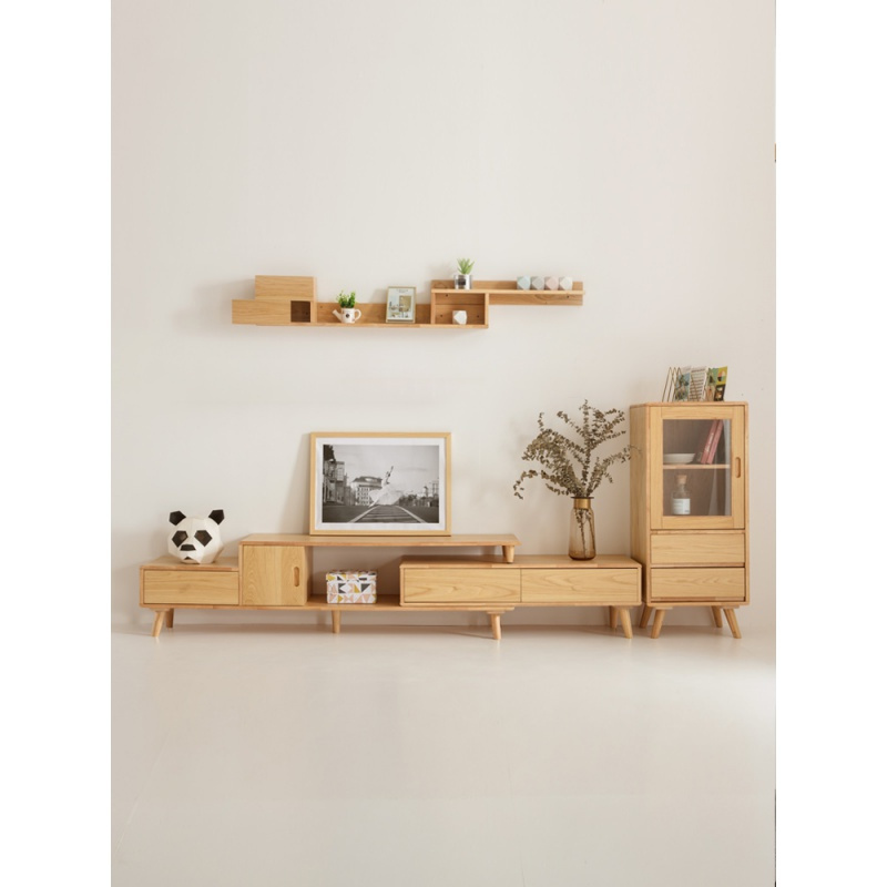 汐岩北欧风客厅墙上壁柜吊柜置物实木墙柜卧室创意背景墙房间餐厅简易