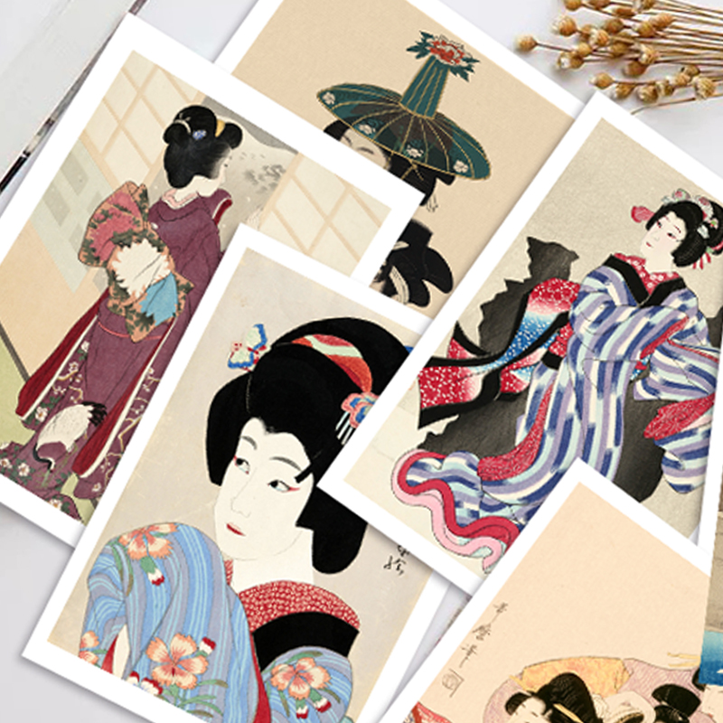 [正版]创意明信片 经典浮世绘 美人绘 名画欣赏 艺术珍藏贺卡 生日节日礼品 毕业礼物 精选画片集高清大图