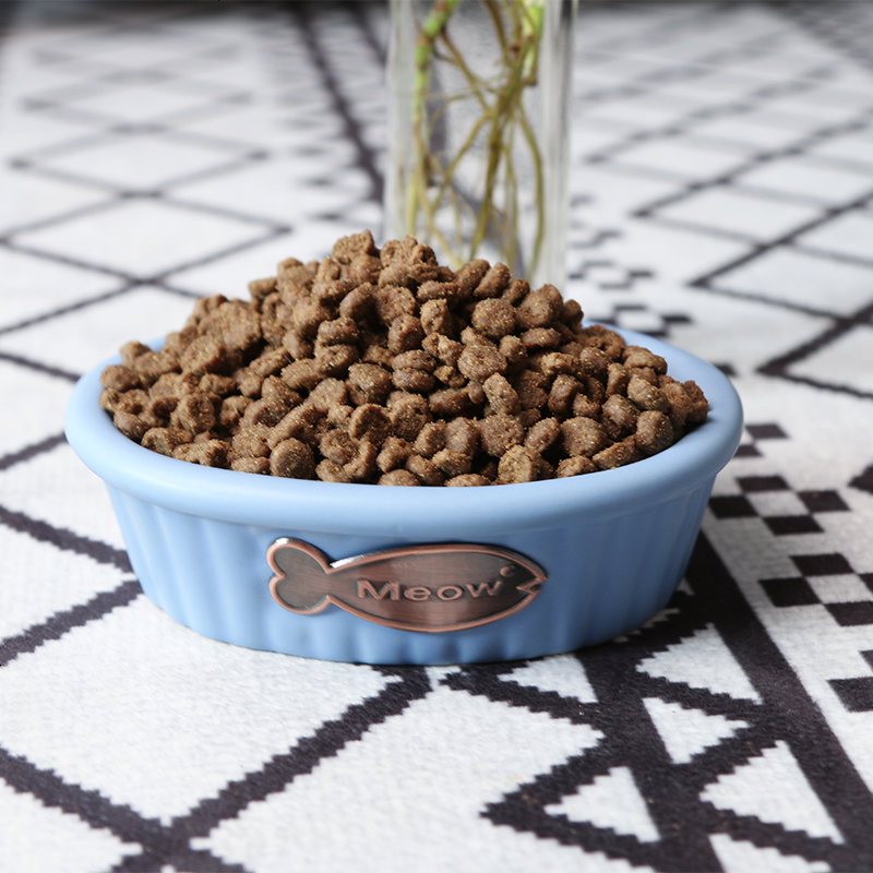 卡哇伊哒猫咪狗狗宠物碗 猫咪食盆 宠物猫咪陶瓷碗 方形小鱼干碗