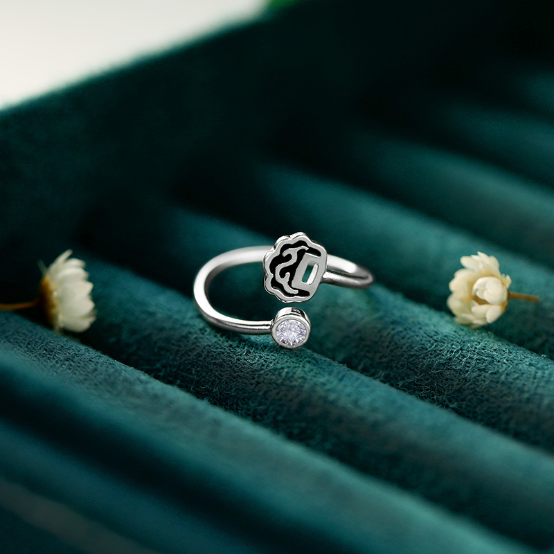 小银锁999纯银开口戒指女足银时尚个性小众设计复古民族风食指戒