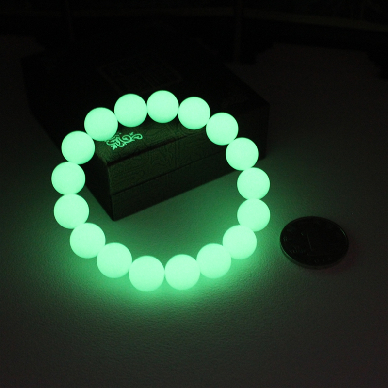 夜光石手链夜明珠手串12毫米绿光款夜光珠手环男女款情侣款饰品手围可