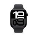 Apple/苹果 Watch Series 10 智能手表 GPS款46毫米 亮黑色铝金属表壳 黑色运动型表带 S/M