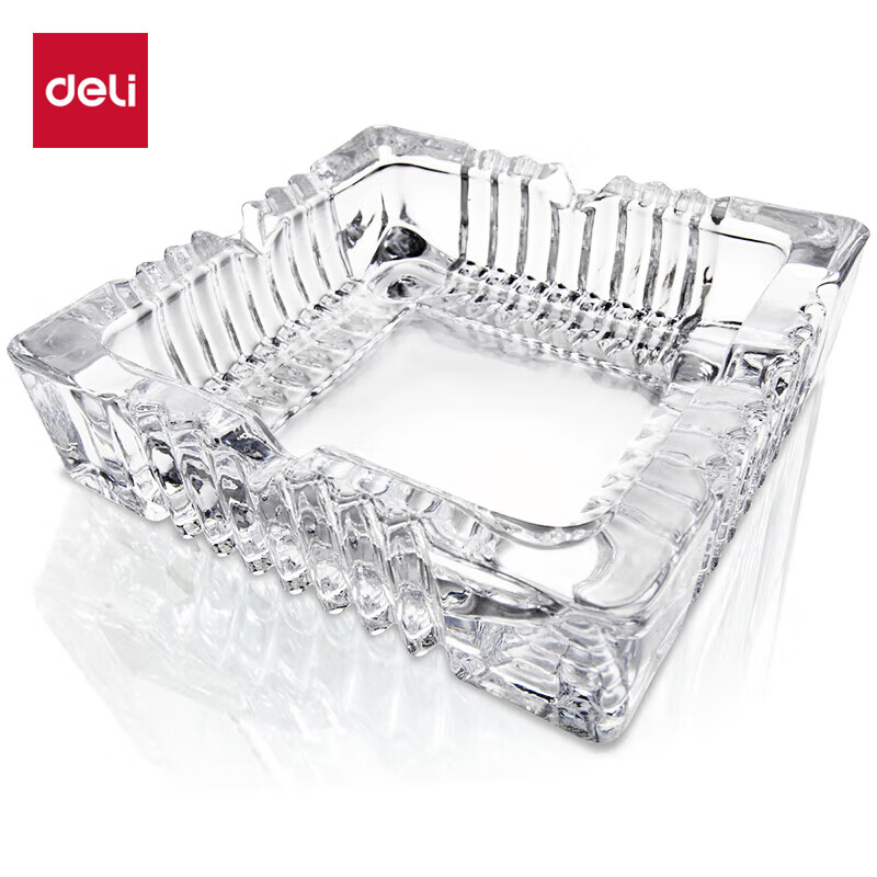 得力(deli) 欧式方形玻璃烟灰缸 中号150*150mm 9579高清大图