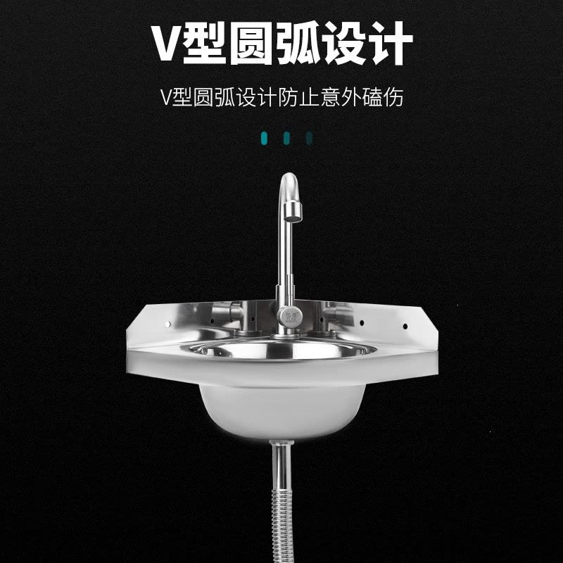不锈钢三角洗脸盆手逗小三角洗手水槽小户型洗手盆壁挂移动厕所洗盆图片