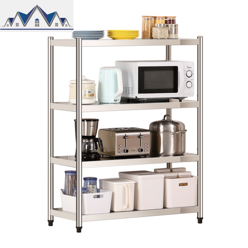 304不锈钢厨房置物架落地式多层锅架子微波炉厨房用品收纳储物架 三维工匠高清大图
