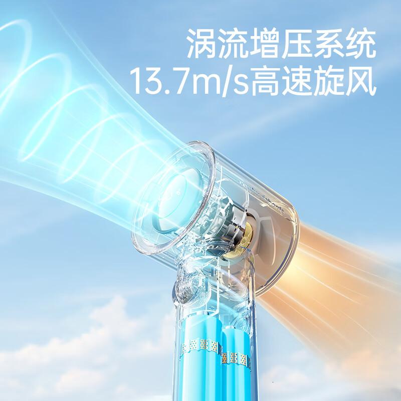 摩飞电器小风扇高速手持小风炮迷你便携式随身户外无线电风扇充电款长续航家用办公MR3600落樱粉高清大图