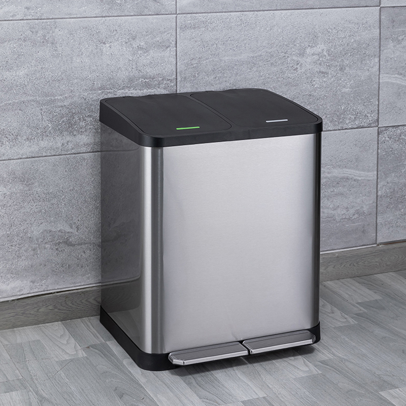 创世人 垃圾分类垃圾桶家用厨房环保家庭干湿不锈钢大号脚踏带盖双桶18L高清大图