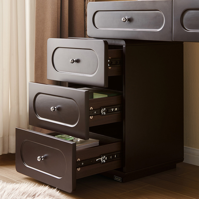 全友家居法式复古伸缩梳妆台斗柜一体化妆桌小型高级化妆收纳台高清大图