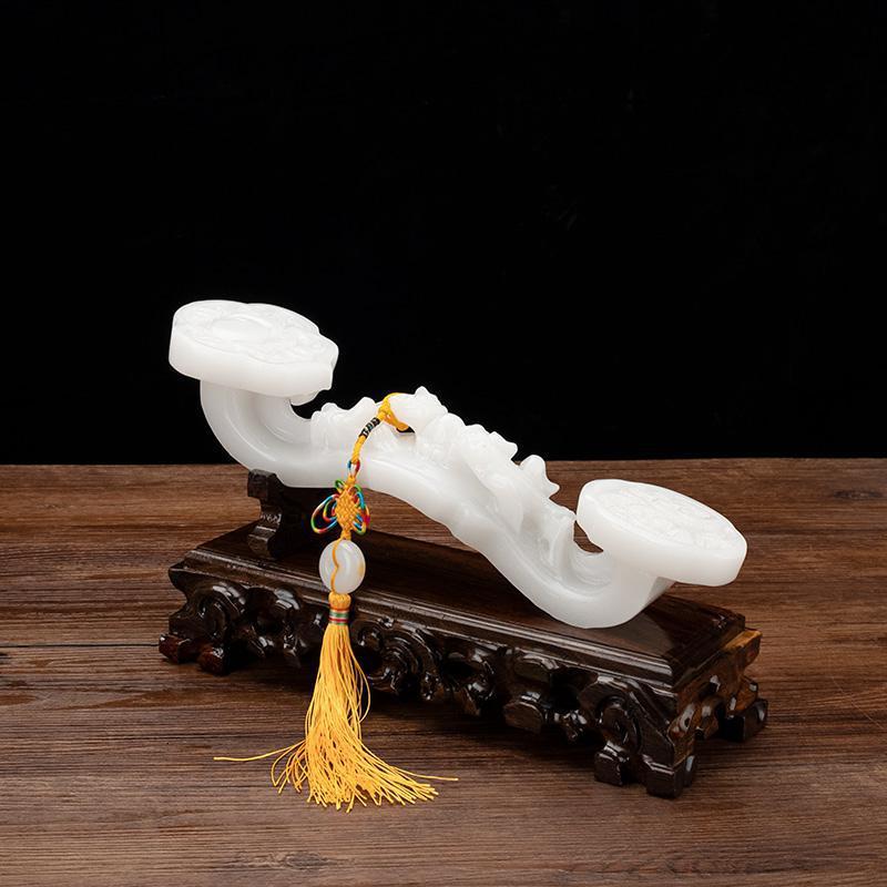 家柏饰corated玉如意矿石运势中式摆件乔迁开业传统礼品