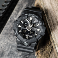卡西欧GSHOCK 正义联盟时尚潮流黑金g-shock防水运动石英表男GA-700 GA-700-1B【防震+LED照明】