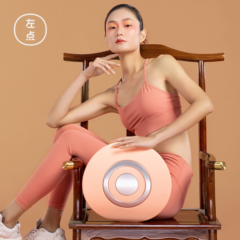 左点智能腰椎按摩器牵引舒缓器瑜伽腰部支撑器靠垫家用热敷按摩仪 云门蓝【插电款】