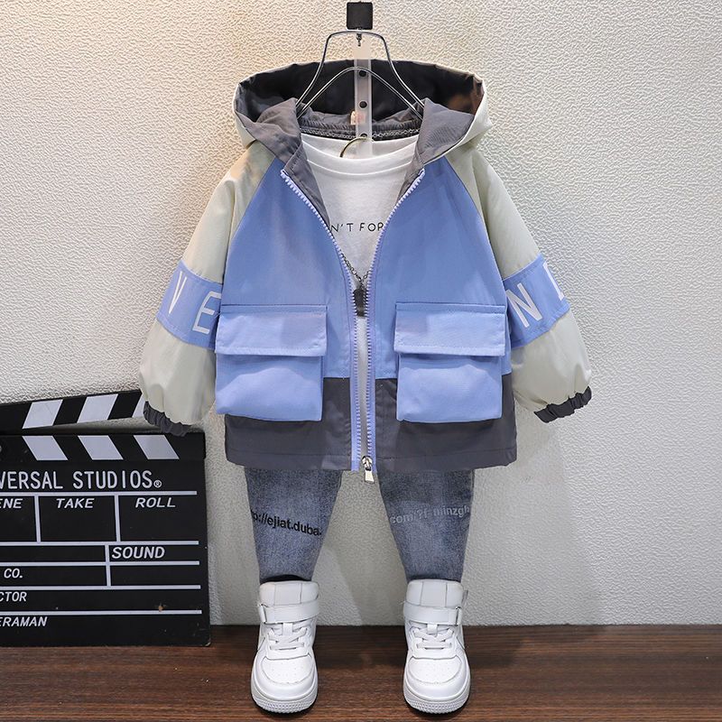 男童外套春秋款儿童外套春款中小童痞帅气衣服6到7岁夹克 100 2026后背大口袋外套春秋蓝色