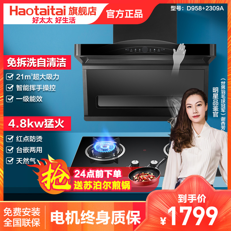 好太太油烟机灶具套餐 D958+2309A 家用燃气灶套餐组合 自营 猛火灶4.8kw厨房烟灶套装烟灶套餐(天然气)
