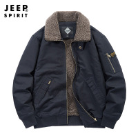 JEEPSPIRIT吉普秋季新款男士军旅风加厚男装外套男宽松大码休闲男装 XXL 黑色
