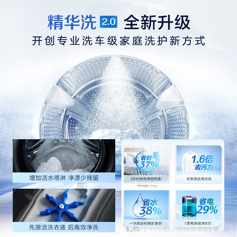 海尔(Haier)初色系列 精华洗2.0 10公斤变频 滚筒洗衣机 平嵌机身 智能投放 XQG100-BD12519高清大图
