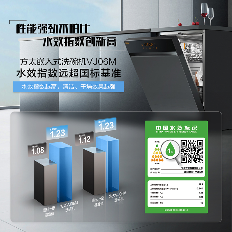 方太15套大容量 独嵌两用 独立式嵌入式洗碗机家用高能气泡洗除幽门螺旋杆菌 168H干燥长存JBCD13M-VJ06M灰高清大图