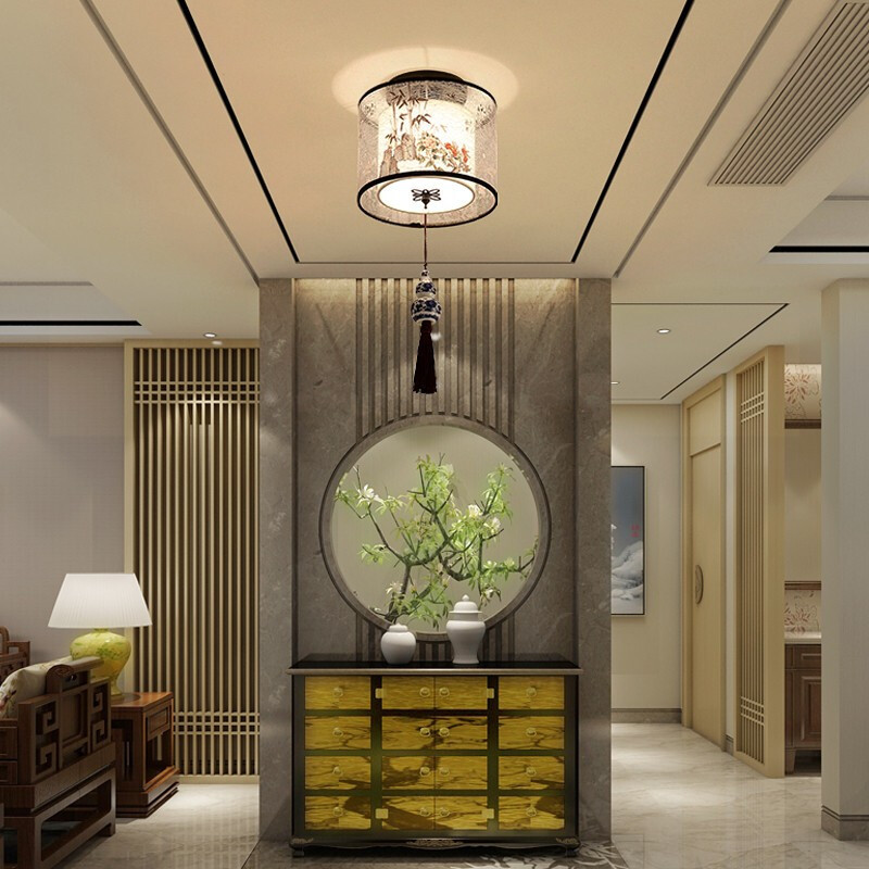 澳松新中式过道灯走廊灯玄关厅灯圆形小吸顶灯厅灯阳台led灯具