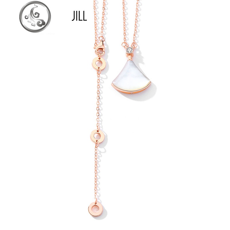 小裙子项链女纯银简约ins潮网红贝母锁骨链扇形气质小众轻奢吊坠 JiMi高清大图