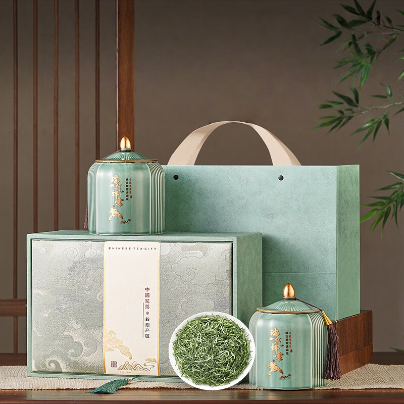 五叶泉五叶泉-瑞气祥云双瓷毛尖1盒共250g五叶泉绿茶茶叶信阳毛尖250g 2025新茶明前春茶礼茶叶礼盒新老包装 随机