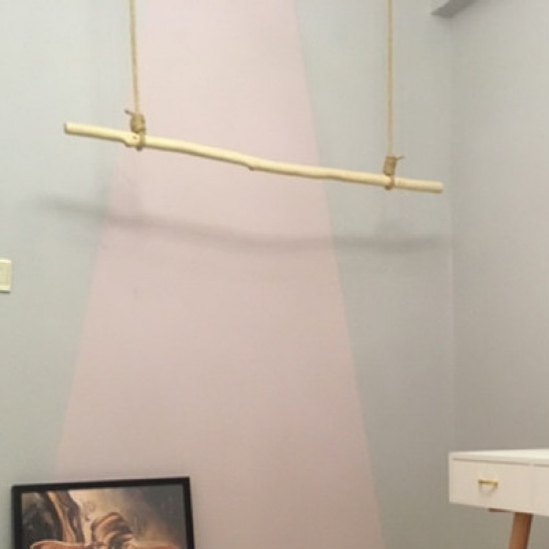 三维工匠服装店树枝展示架男女简约橱窗上墙吊顶悬挂实木棍晾衣架麻绳吊挂晾晒架 三维工 可定制尺寸,如需银色钢丝请联系客服高清大图