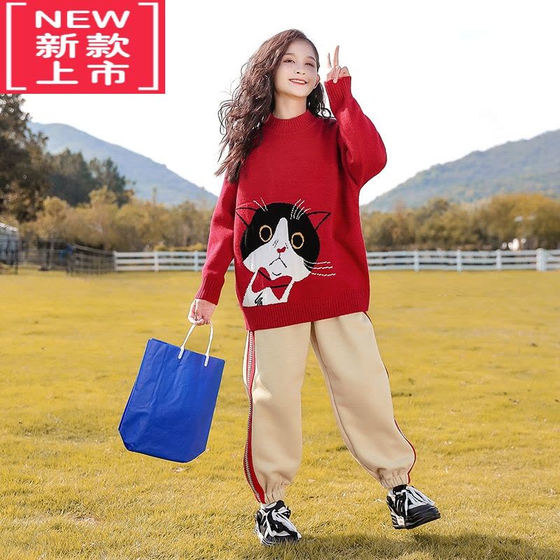 可莉允女童毛衣2022新款洋气儿童打底衫秋冬大童圆领女孩冬季套头针织衫图片