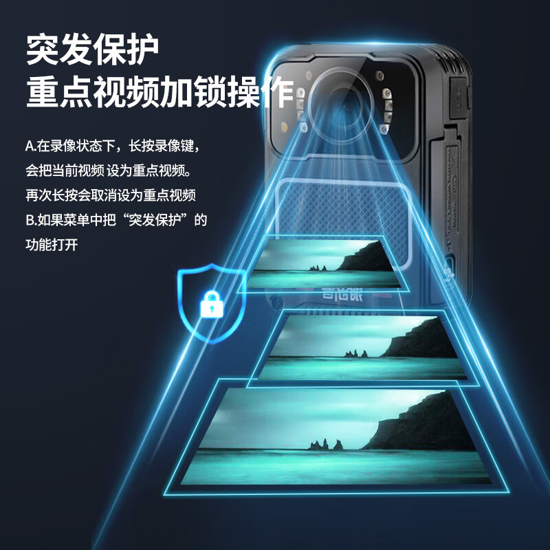 普法眼 触屏执法记录仪 高清4K防爆双电双充红外夜视续航 DSJ-PF6 128G高清大图