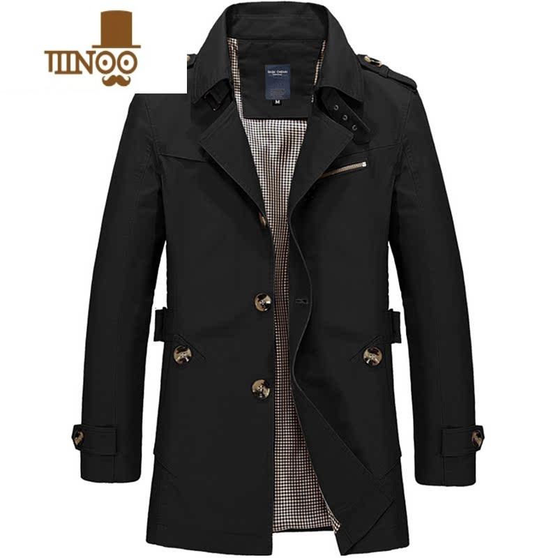 yanxu男士风衣中长款翻领短款夹克大衣男装外套大码披风薄款工装