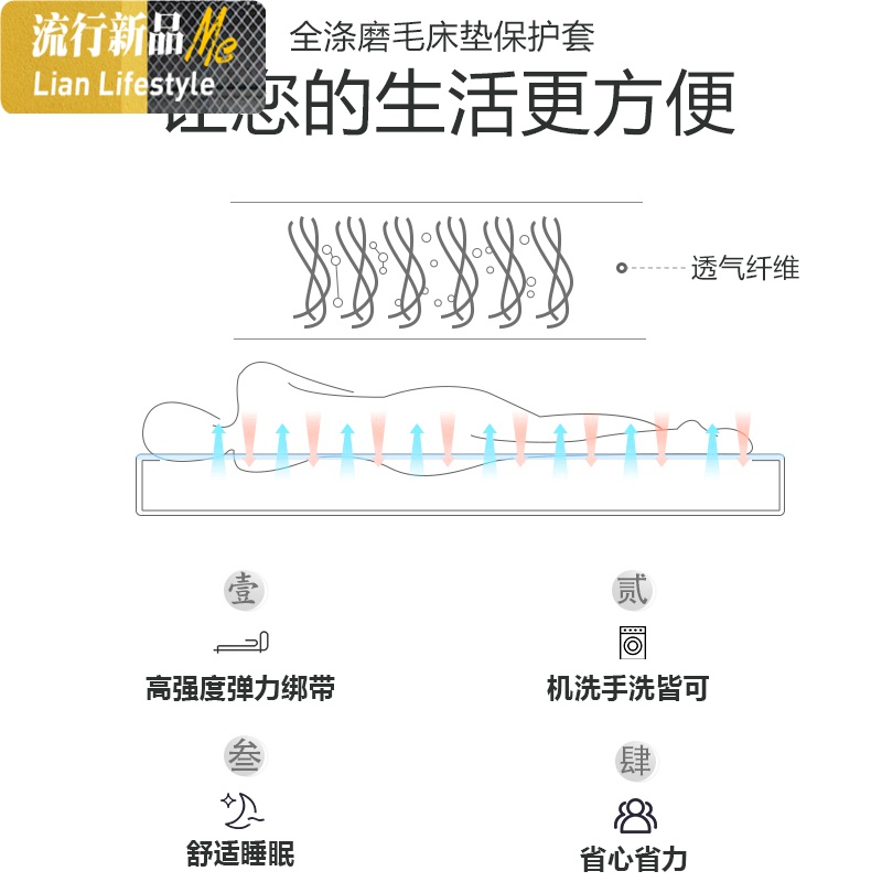 家纺床垫保护垫床笠防滑薄款1.8m垫褥子榻榻米1.5m双人床护垫 三维工匠高清大图