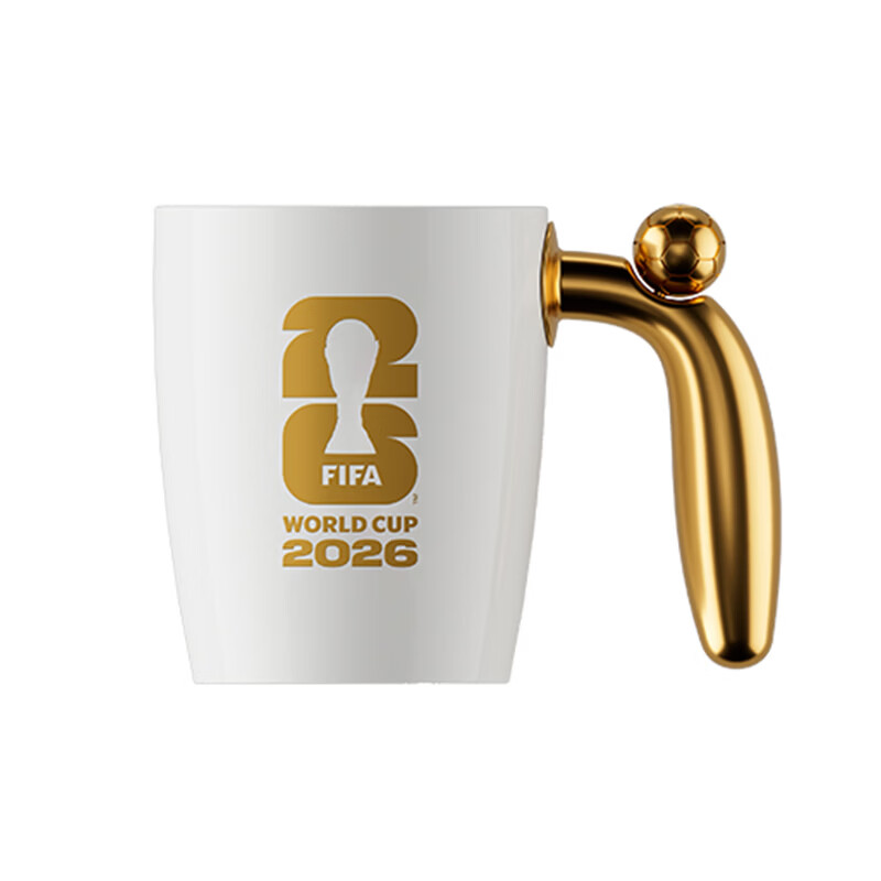 FIFA国际足联美加墨2026世界杯纪念品转动足球马克杯420ml白色正品带防伪码